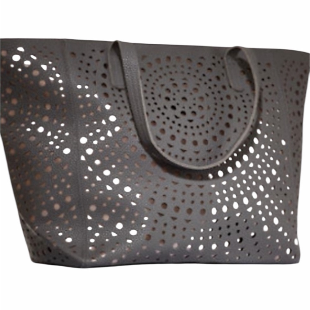Gray Lazer Cut Metallic Rose Bath & Body Handbag/Tote NWT